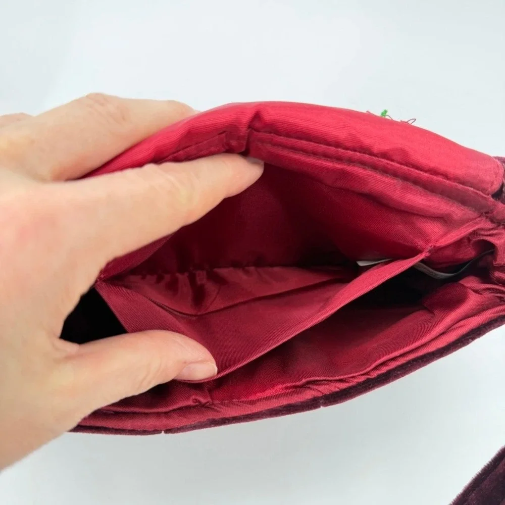 Carpetbags of American Velvet Shoulder‎ Bag Burgundy Evening Boho Gold Accent
